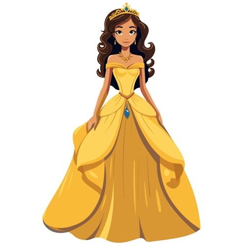Princess Theme Golden Royal Princess Gown Transparent Sticker